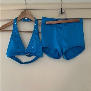 Blue Dance Set with Rhinestone Accents
